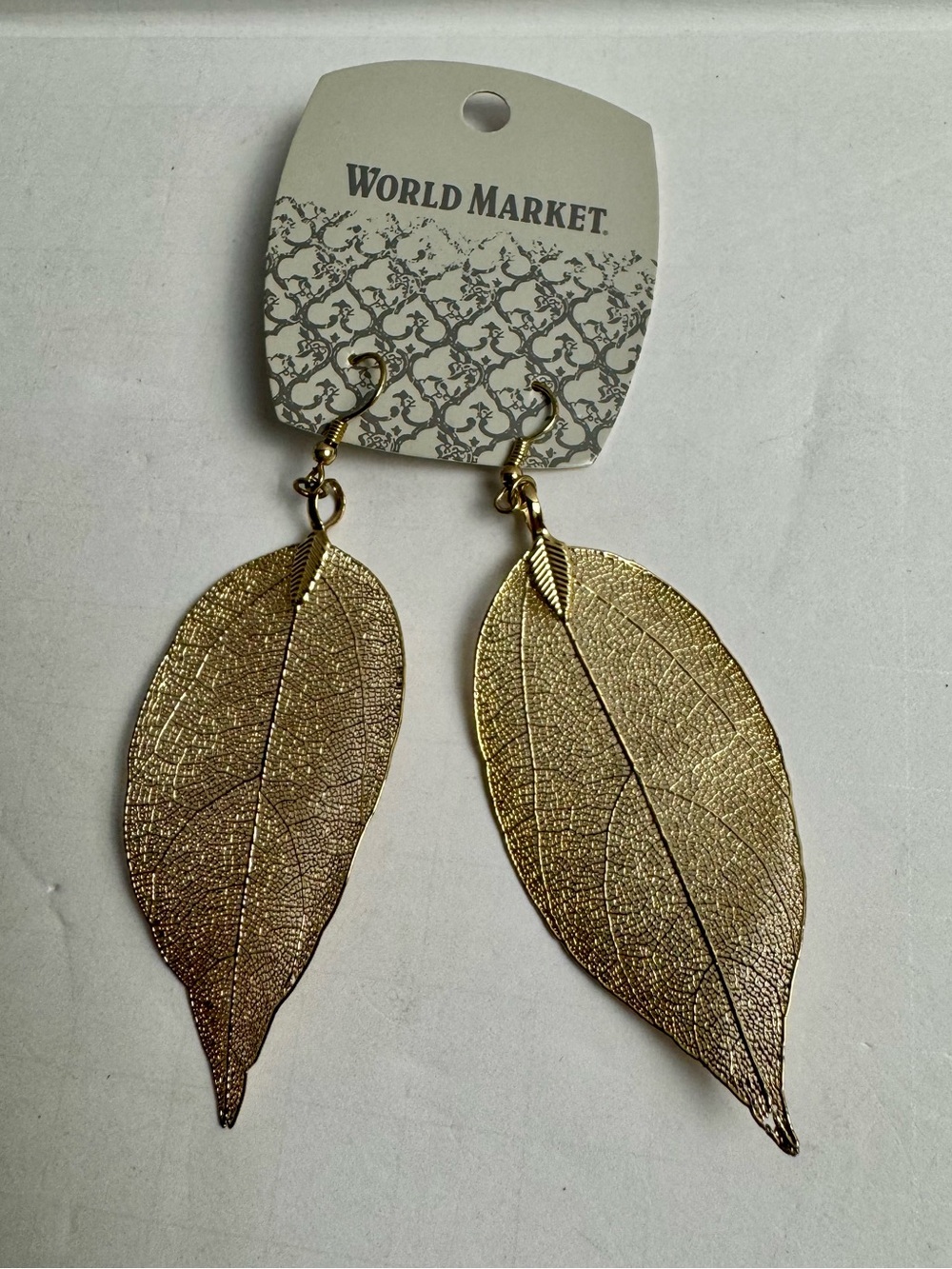 Cost Plus World Market Metallic Gold Leaf Dangle Earrings